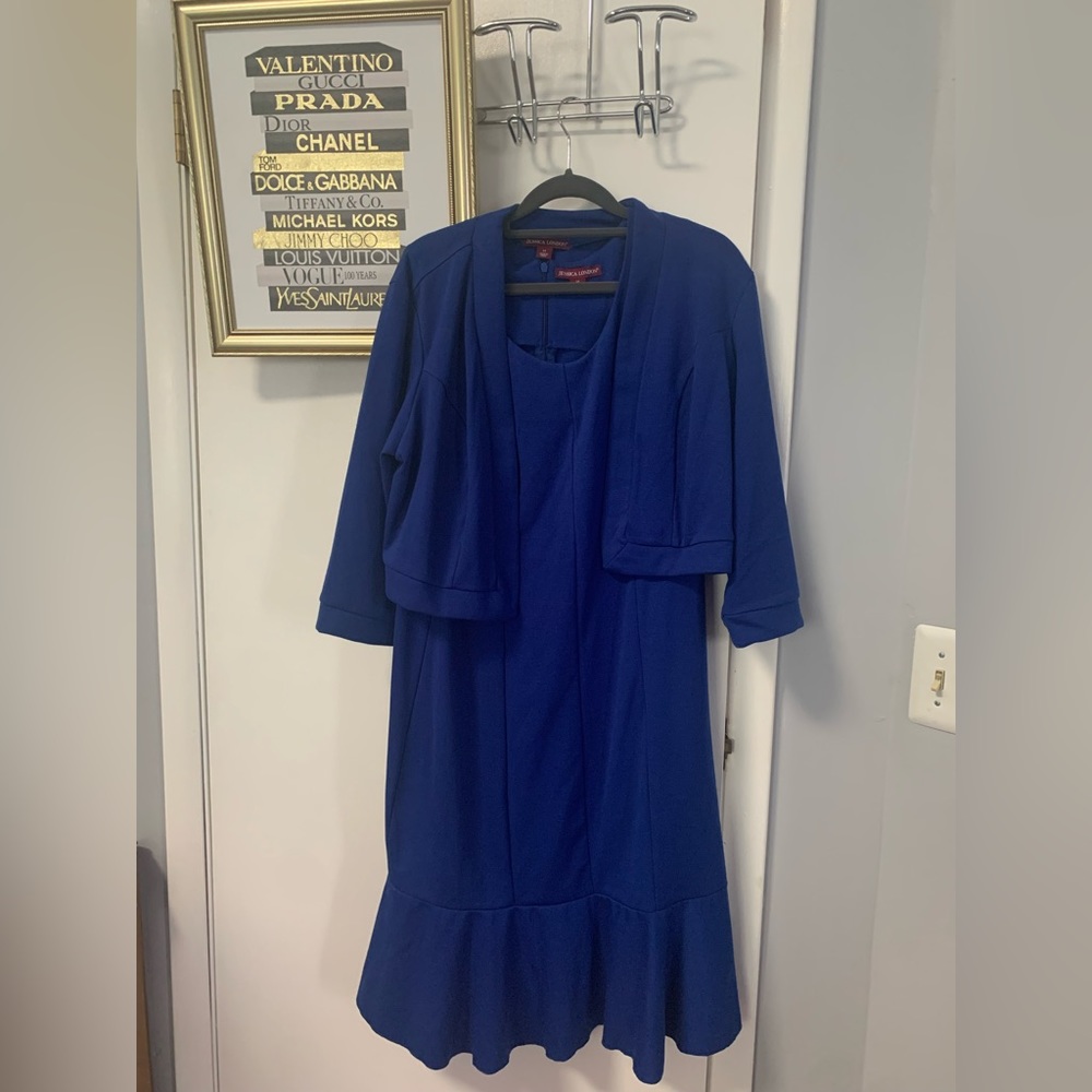 Blue suit skirt set